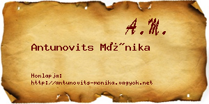 Antunovits Mónika névjegykártya